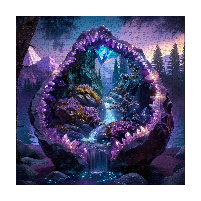 BBOLDIN Fantasy Crystal Cave Landscape Puzzle for Adults 1000 Piece Gem Waterfall Mountain Jigsaw Puzzle Purple Nature Forest Scenic Puzzle - Image 3