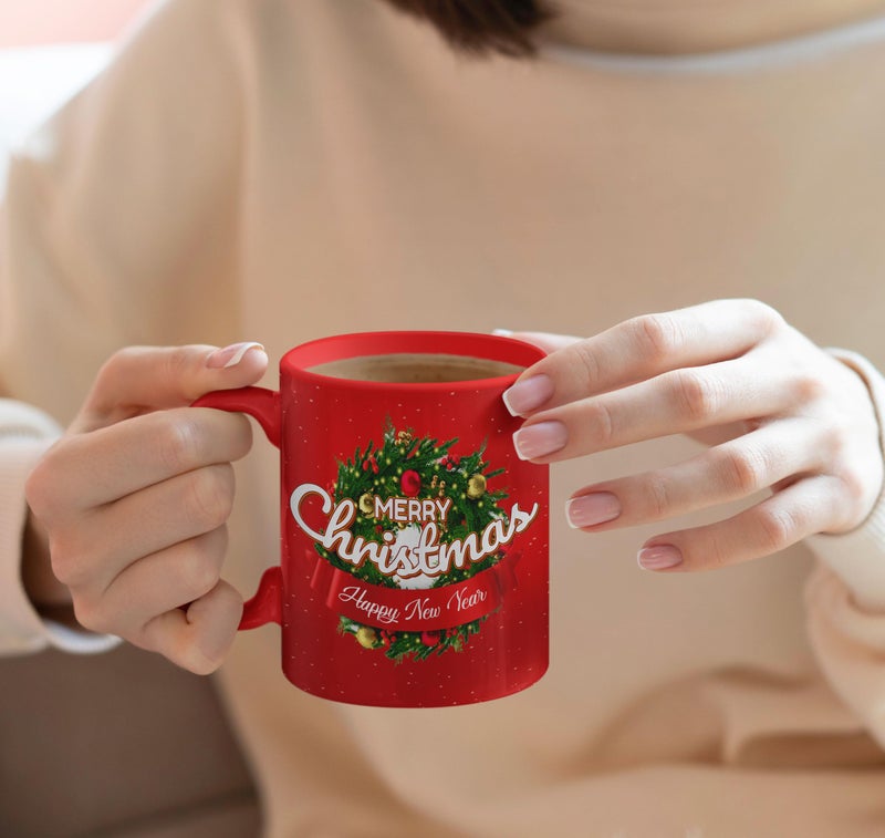 Gift Arcadia Merry Christmas Gift Combo with Mug & Cup, Cushion, Coaster and Greeting Card Pack of 4, 330ml | Best Gift for Christmas, Return Gifts - Image 5