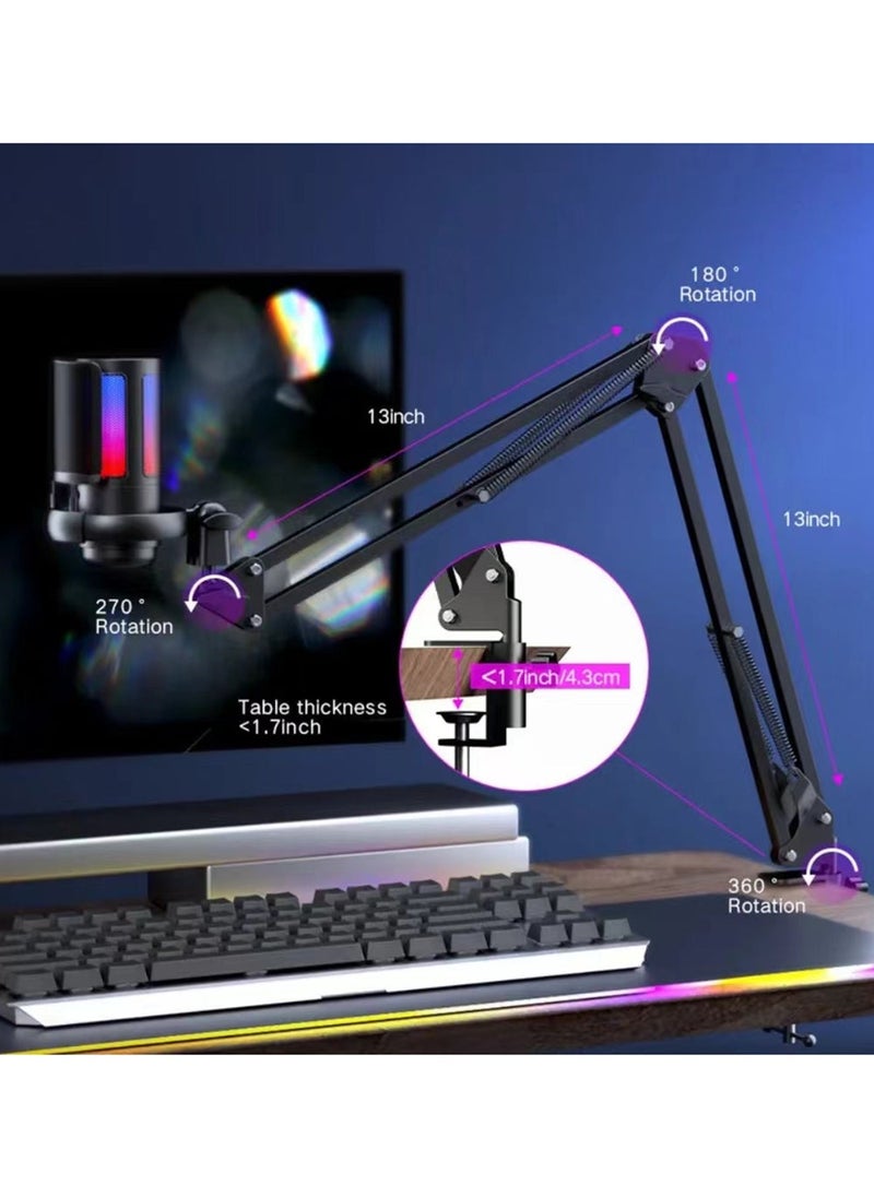 إيزي سو لعبة كمبيوتر ميكروفون الناقل التسلسلي العام بودكاست مكثف ميكروفون ، مع ذراع قابل للتعديل حامل البوب فلتر كتم الصوت زر ، تنطبق على تدفق وسائل الاعلام Twitch دردشة على الانترنت Snapchat ميكروفون الكمبيوتر ، تنطبق على PS4 PS5 لاعب لعبة كمبيوتر يوتيوب - Image 5