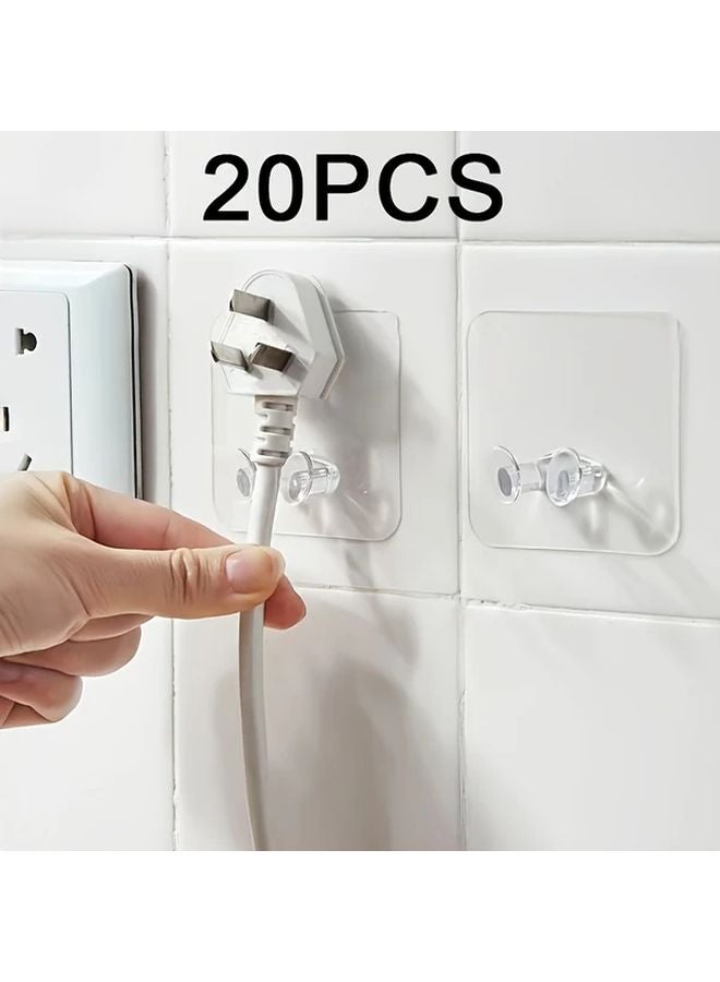 20pcs Transparent Self Adhesive Wall Hooks Strong No Drill Installation For Bathroom - Image 2