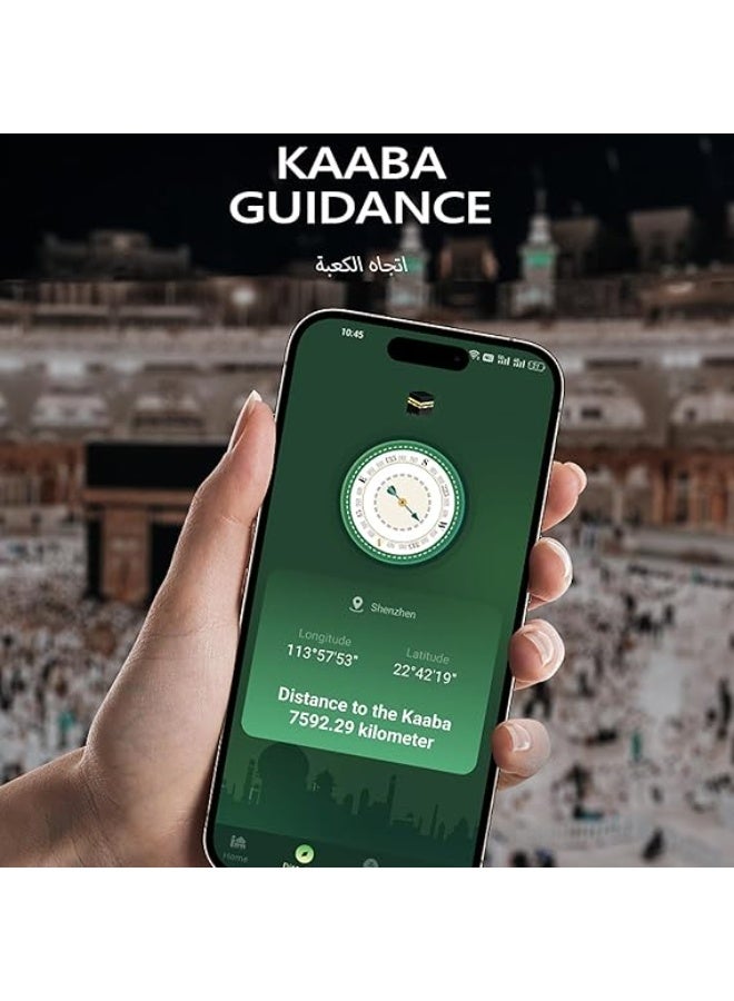 بستوش خاتم تسبيح ذكي للذكر والصلاة الإسلامية وتذكير بأوقات الصلاة وشاشة OLED وعداد تسبيح وتقنية قابلة للارتداء ومقاومة للماء باللون الأسود 22 مم - Image 5