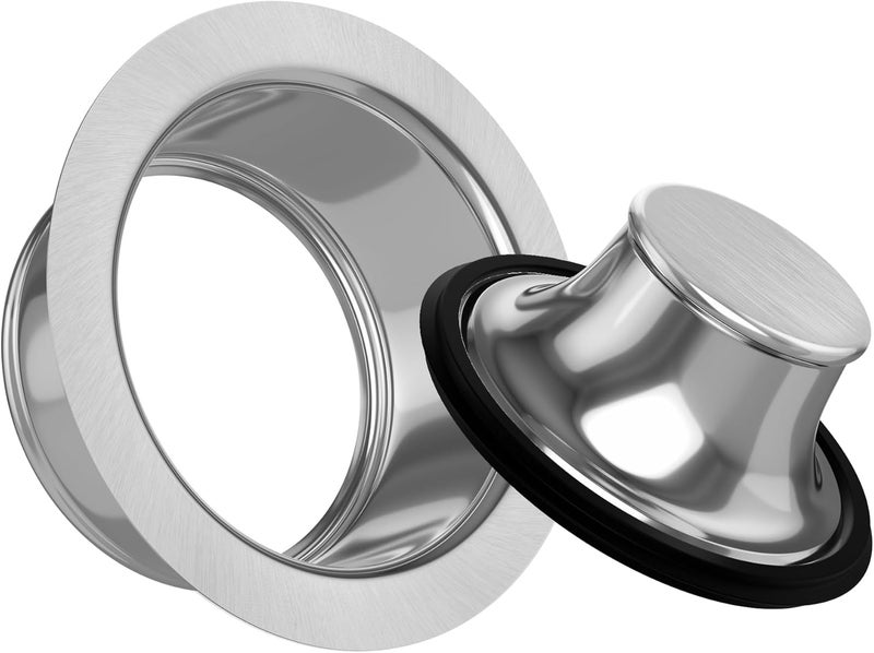 Exakey Garbage Disposal Flange and Stopper for Kitchen Sink,Sink Drain Flange with Stopper for Garbage Disposal Fit Universal 3-1/2 Inch Standard Sink Drain Opening Stainless Steel Brushed - Image 2
