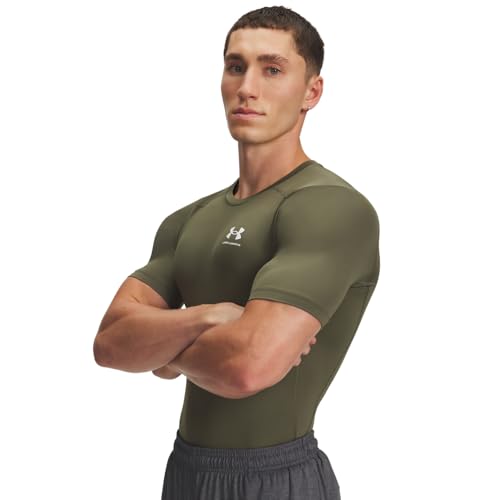 Under Armour Men's Armour HeatGear Compression Short-Sleeve T-Shirt, (391) Marine OD Green / / White, Medium - Image 3