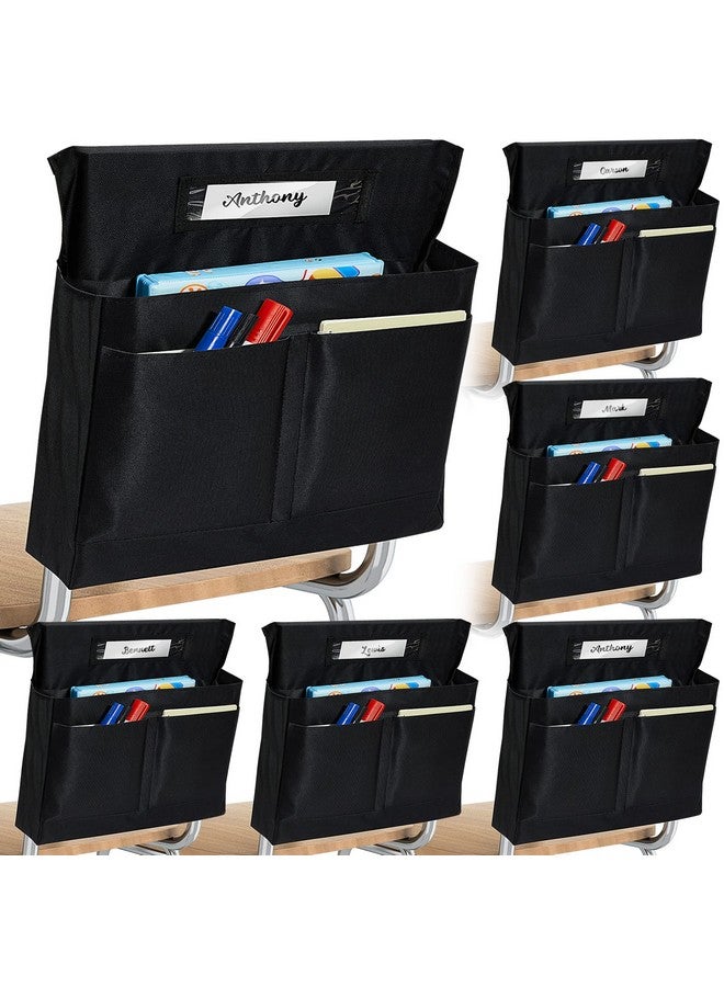 Lewtemi 6 Pack Chair Pockets For Classrooms Pocket Chair Organizer With 4 Pockets Chair Storage Slot Pocket Without Name Tag Chart Desk Chair Seat Back Organizer For Student School 16 X 19 Inch (Black) - Image 1