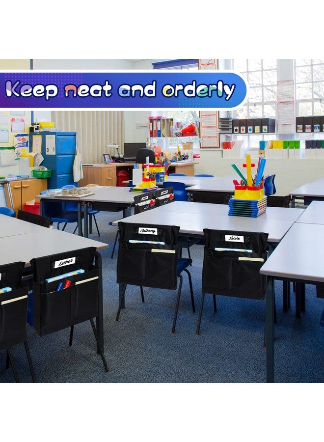 Lewtemi 6 Pack Chair Pockets For Classrooms Pocket Chair Organizer With 4 Pockets Chair Storage Slot Pocket Without Name Tag Chart Desk Chair Seat Back Organizer For Student School 16 X 19 Inch (Black) - Image 5
