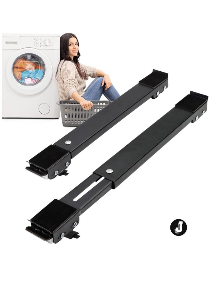JAJEEK "Extendable Furniture Appliance Rollers with 24 Rollers & Brake, Heavy Duty Mover Tool for Washing Machines, Dryers, Refrigerators – Supports Up to 660 lbs, Black" - Image 1