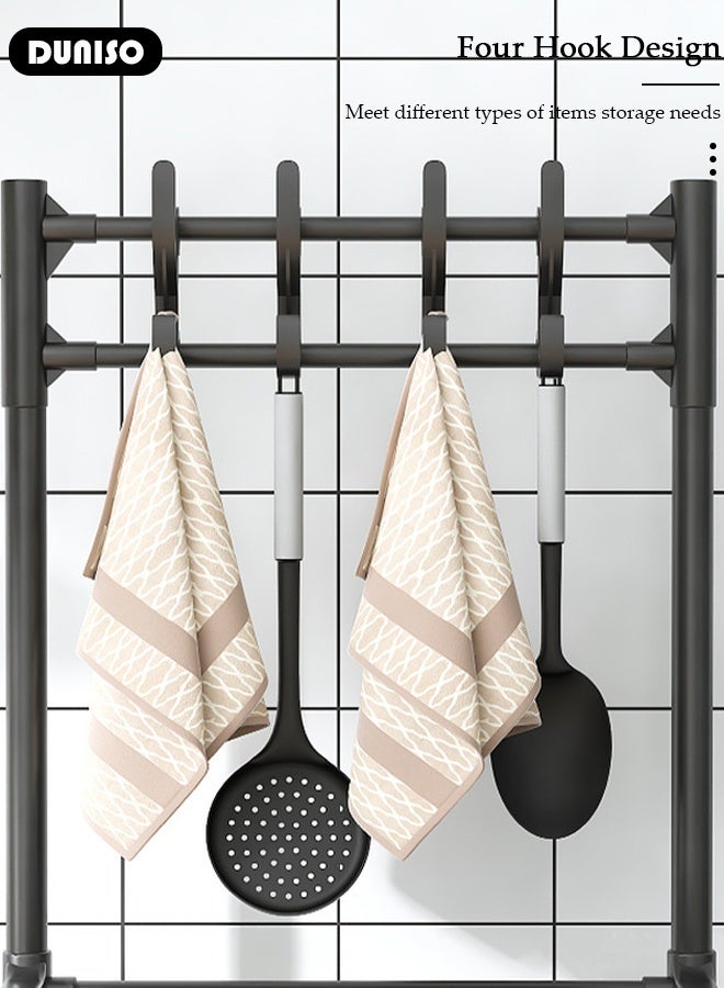 DUNISO 5-Tier Shelves Organizer Rack,Kitchen Storage Shelf Organizer with Top Hooks, Movable Multifunctional Storage Rack, for Laundry Bathroom Kitchen Garage Pantry Organization - Image 4