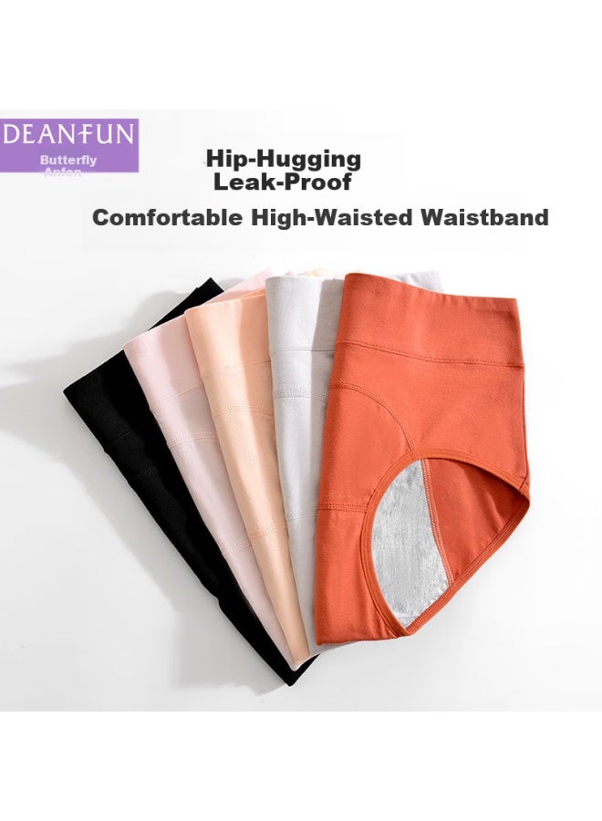 Deanfun Women's Period Panties Cotton High Waist Warm Double-layer Leakproof Sleepwear Underwear 3-pack Gift Box Size L - Image 1