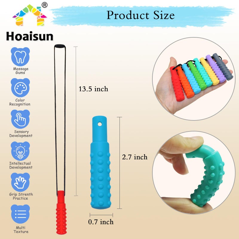 Hoaisun Sensory Chew Necklaces for Boys and Girls, 8 Pack Chew Necklace for Sensory Kids with Autism, ADHD, SPD, Biting, Silicone Oral Sensory Toys for Autism Adults Reduce Chewing Anxiety Fidget - Image 4