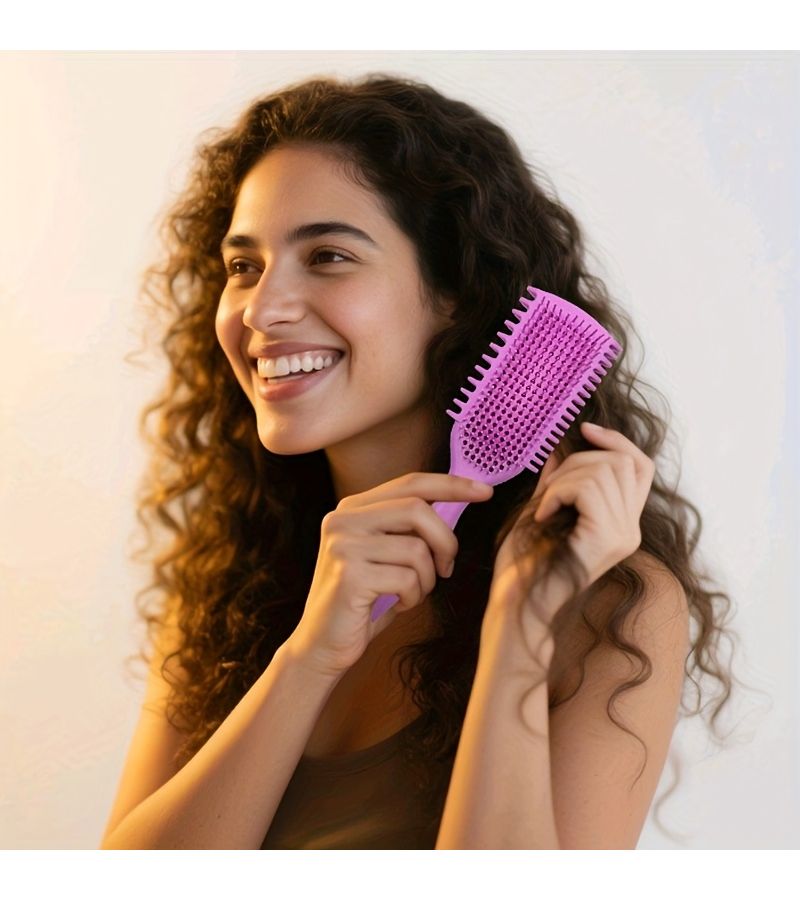 Purple Curl Defining Styling Comb For Home Use Hair Brush With Massage Function Suitable For Wet And Dry Hair - Image 5