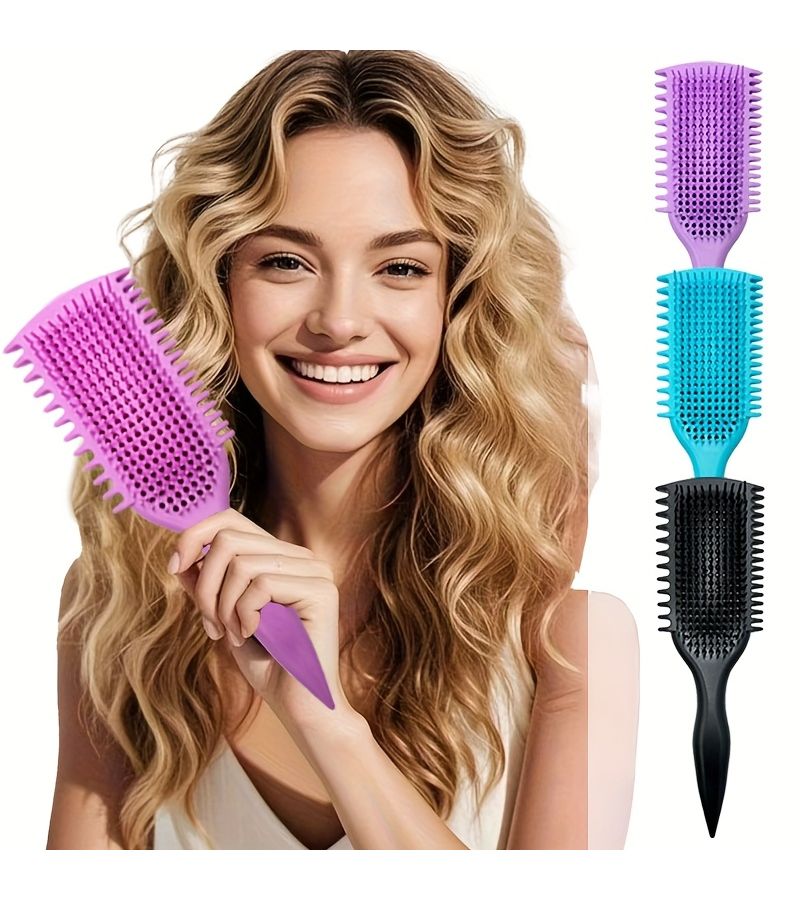 Purple Curl Defining Styling Comb For Home Use Hair Brush With Massage Function Suitable For Wet And Dry Hair - Image 1