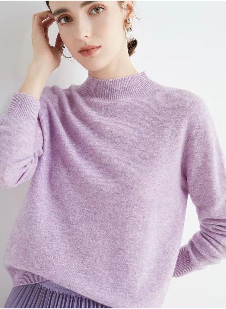 Loquat Autumn Winter Seamless Half Turtleneck Women's Cashmere Sweater 
