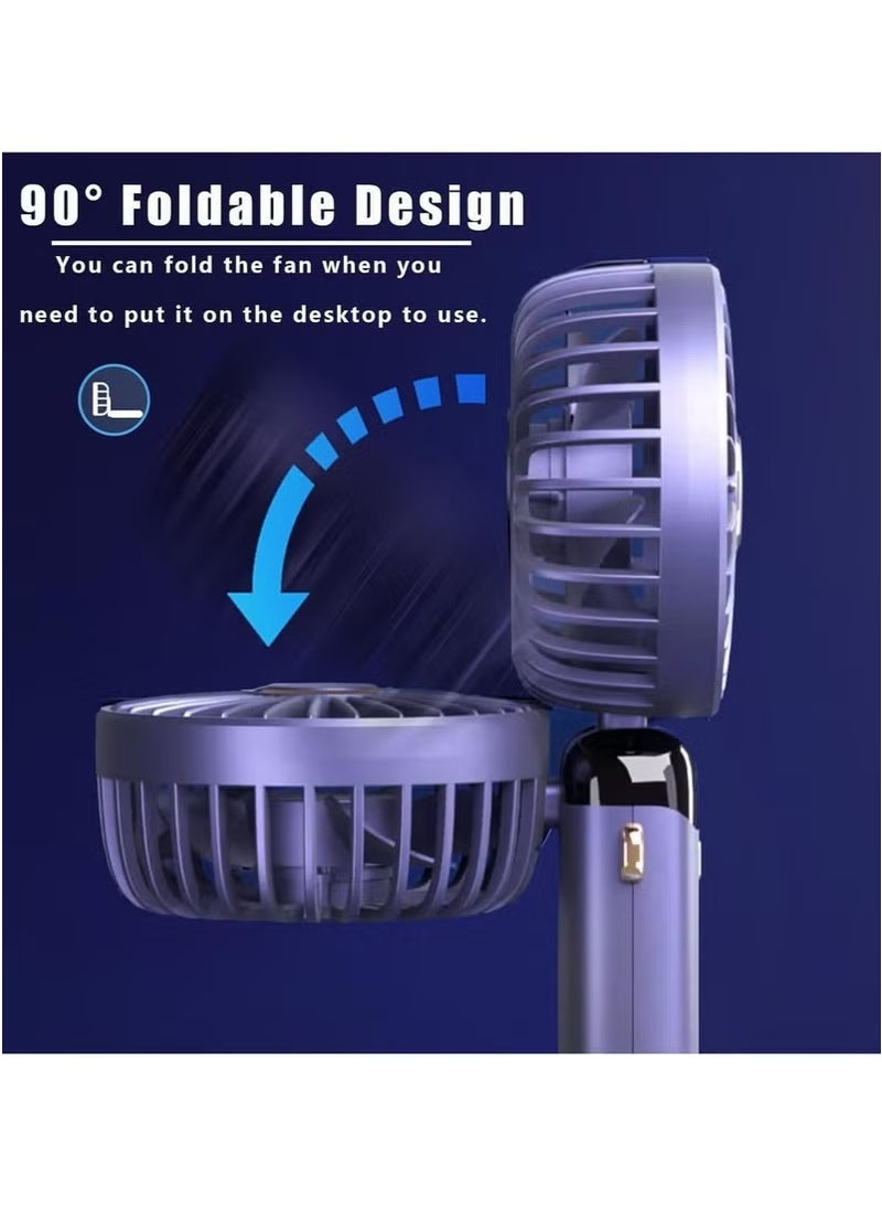 Zeros Handheld Fan, Battery Operated Fan with Base, 8 Hours, Digital Display, 5 Speeds, 90° Adjustable, Rechargeable Mini Fan for Outdoor Indoor - Image 3