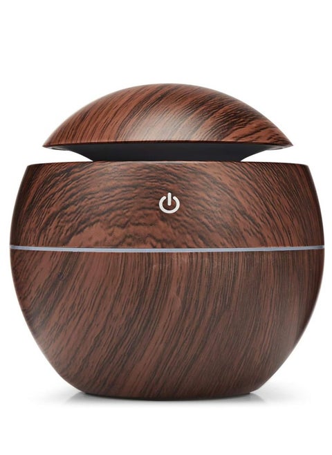 Ultrasonic Aroma Humidifier with Color Changing LED Lights 130ml Capacity Pure Water Atomization Chip Delightfully Fresh Air for Any Environment Dark Wood