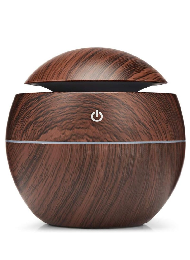 Generic - Ultrasonic Aroma Humidifier with Color Changing LED Lights 130ml Capacity Pure Water Atomization Chip Delightfully Fresh Air for Any Environment Dark Wood - Image 1