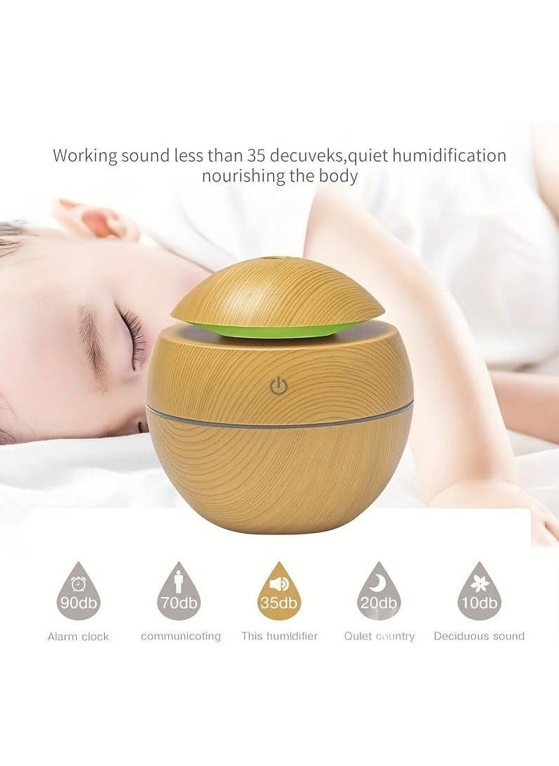 Generic - Ultrasonic Aroma Humidifier with Color Changing LED Lights 130ml Capacity Pure Water Atomization Chip Delightfully Fresh Air for Any Environment Dark Wood - Image 1