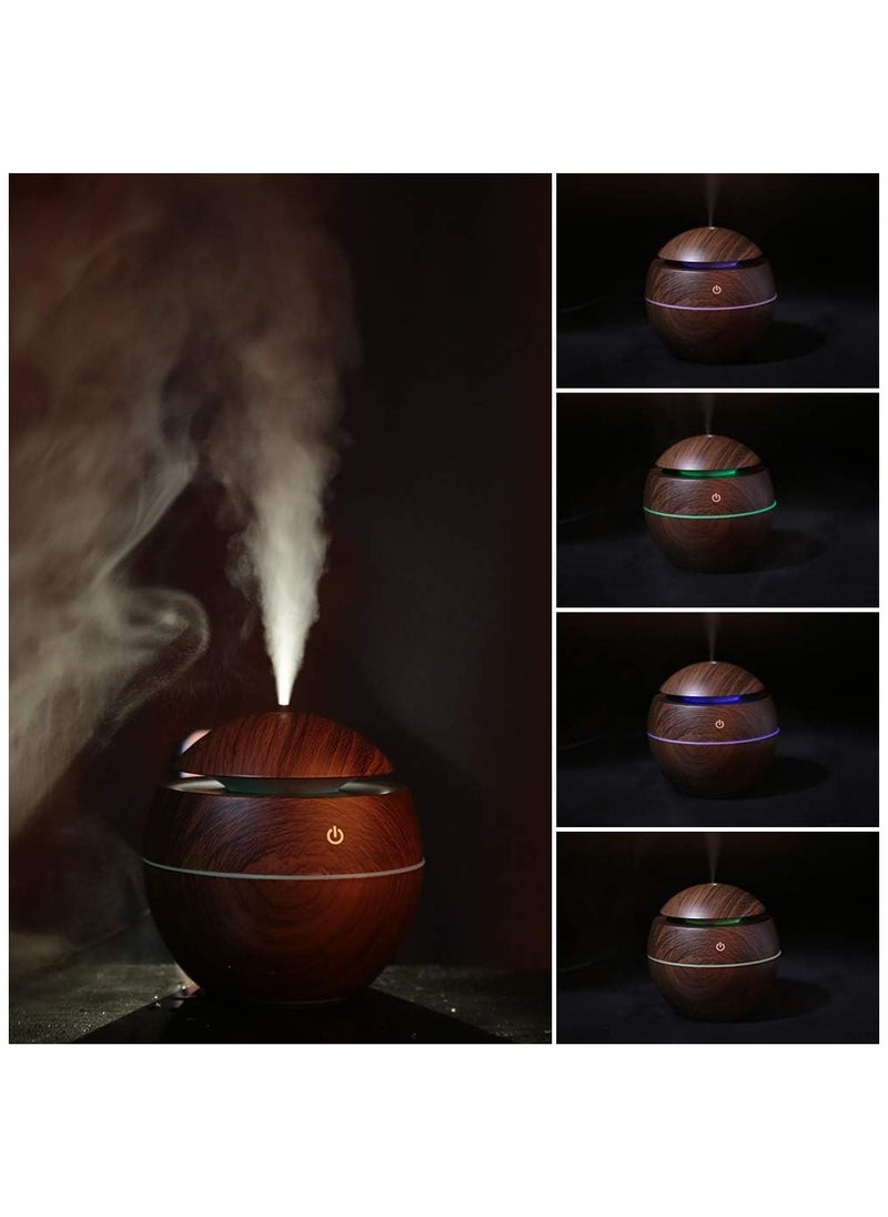 Generic - Ultrasonic Aroma Humidifier with Color Changing LED Lights 130ml Capacity Pure Water Atomization Chip Delightfully Fresh Air for Any Environment Dark Wood - Image 1