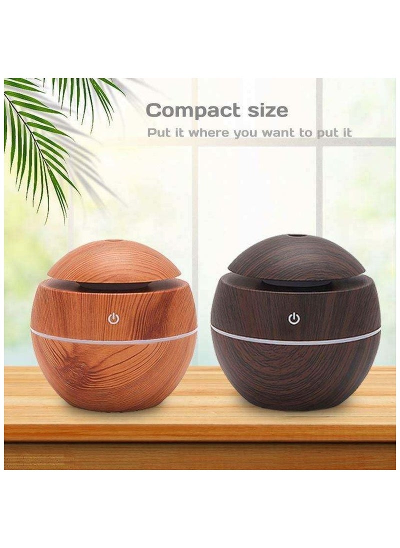 Generic - Ultrasonic Aroma Humidifier with Color Changing LED Lights 130ml Capacity Pure Water Atomization Chip Delightfully Fresh Air for Any Environment Dark Wood - Image 1