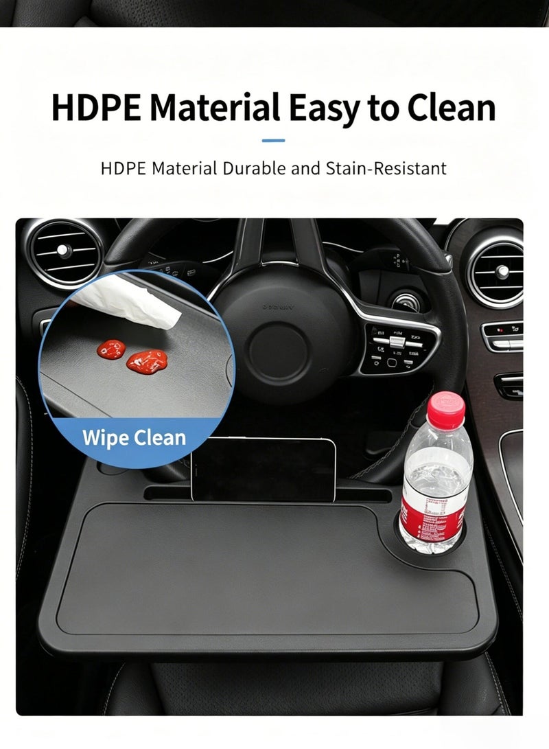 ‘2-in-1’ Car Steering Wheel Table + Seat Storage, Car Steering Wheel Table, In-Car Dining Table, Compact Office Table, In-Car Laptop and Tablet Stand - Image 2