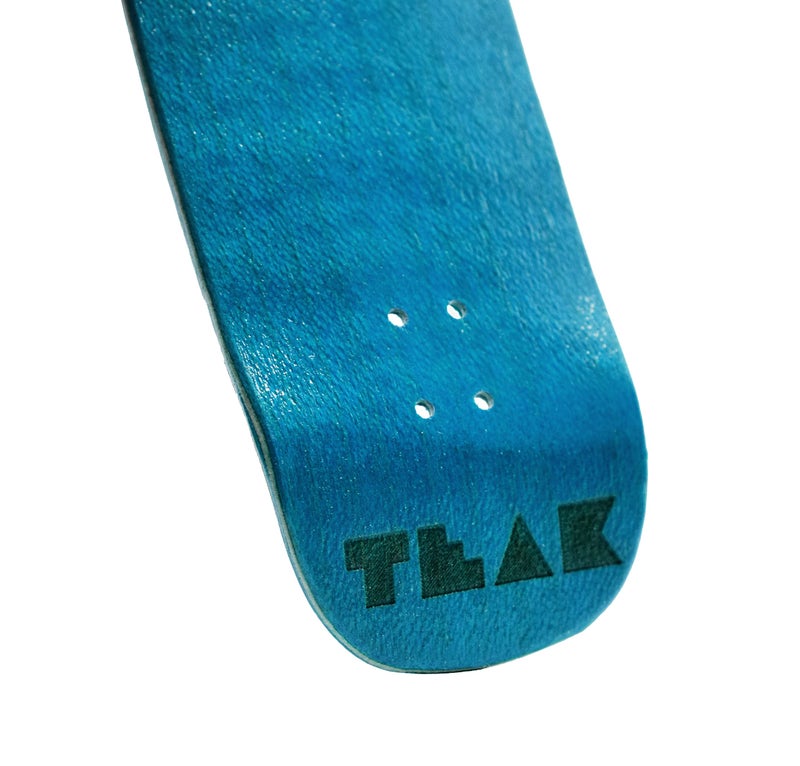 Teak Tuning Prolific Wooden Fingerboard Deck, 33.5mm x 96mm Boxy Shape - Teak Teal - 5 Ply with Custom Color Matching Mid Ply - Includes Prolific Foam Tape - Image 2