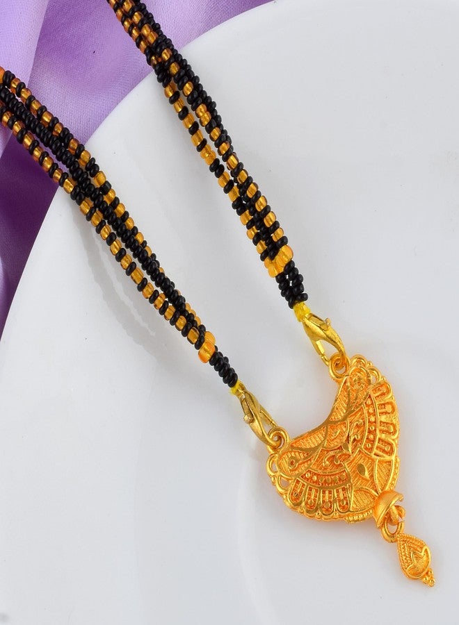 morir Traditional Gold Plated Brass Intricate Carved Tanmaniya Mangalsutra for Women - Image 4