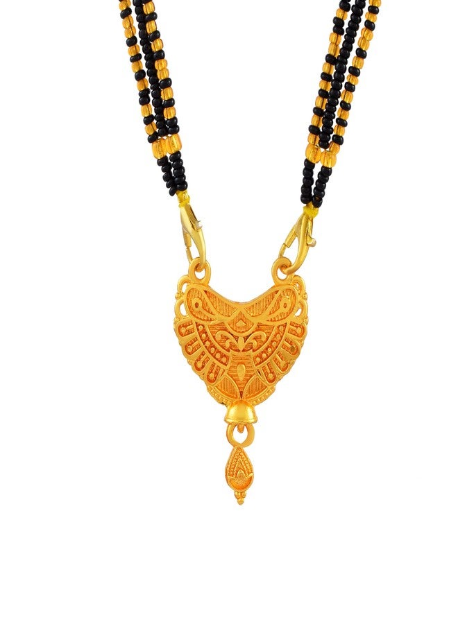 morir Traditional Gold Plated Brass Intricate Carved Tanmaniya Mangalsutra for Women - Image 1
