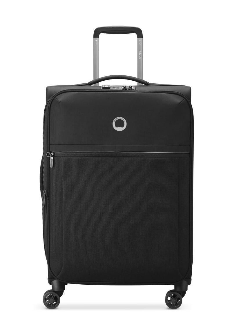 DELSEY Paris Brochant 2.0 67cm Softcase 4 Double Wheel Expandable Medium Check-In Luggage Trolley Black  - Image 1