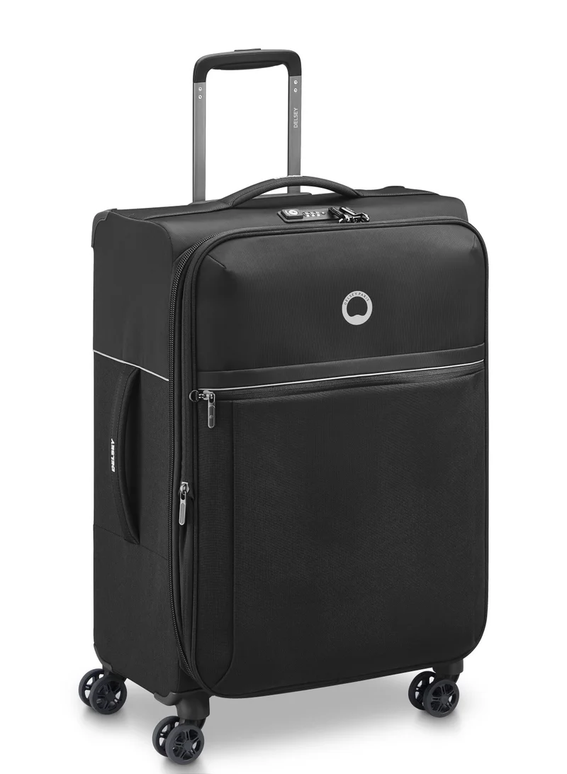 DELSEY Paris Brochant 2.0 67cm Softcase 4 Double Wheel Expandable Medium Check-In Luggage Trolley Black