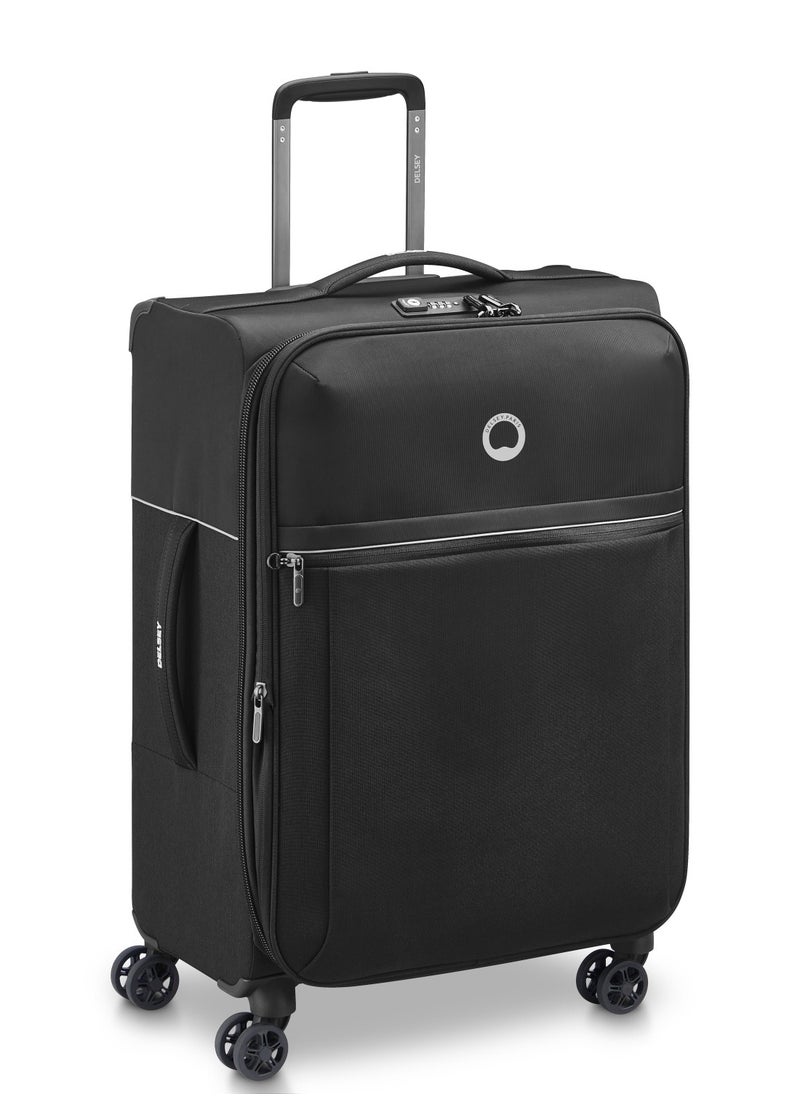 DELSEY Paris Brochant 2.0 67cm Softcase 4 Double Wheel Expandable Medium Check-In Luggage Trolley Black  - Image 2