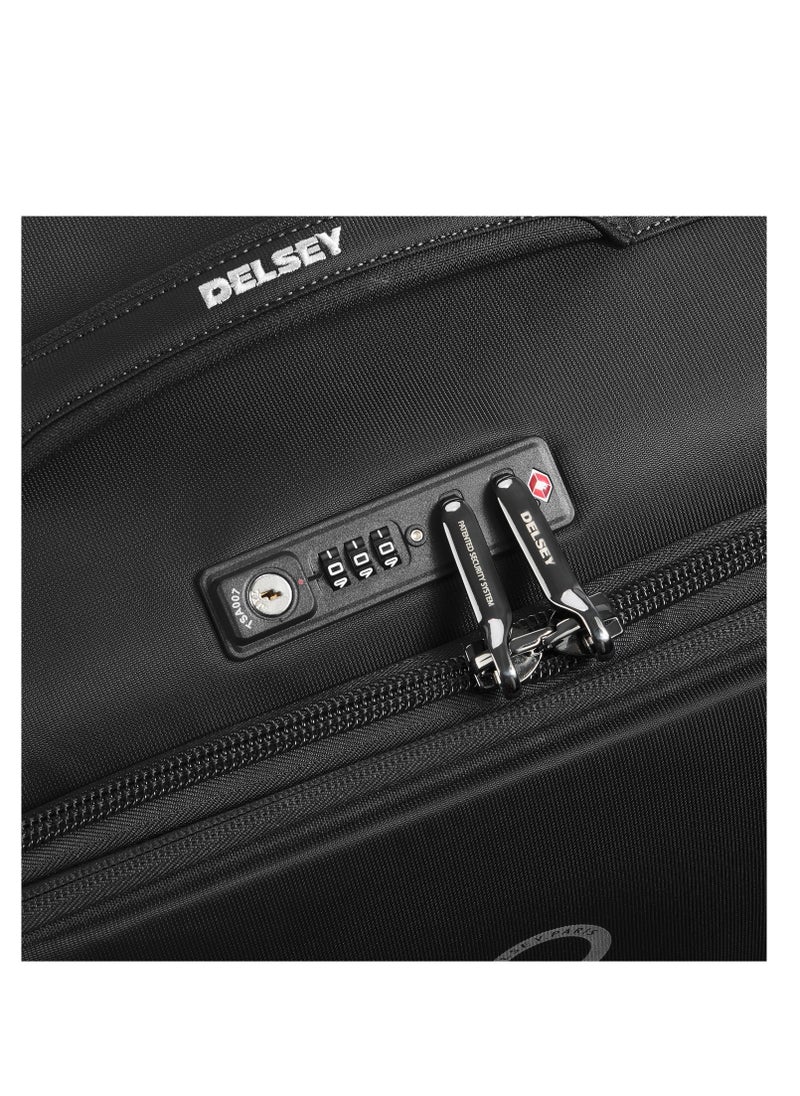 DELSEY Paris Brochant 2.0 67cm Softcase 4 Double Wheel Expandable Medium Check-In Luggage Trolley Black  - Image 5