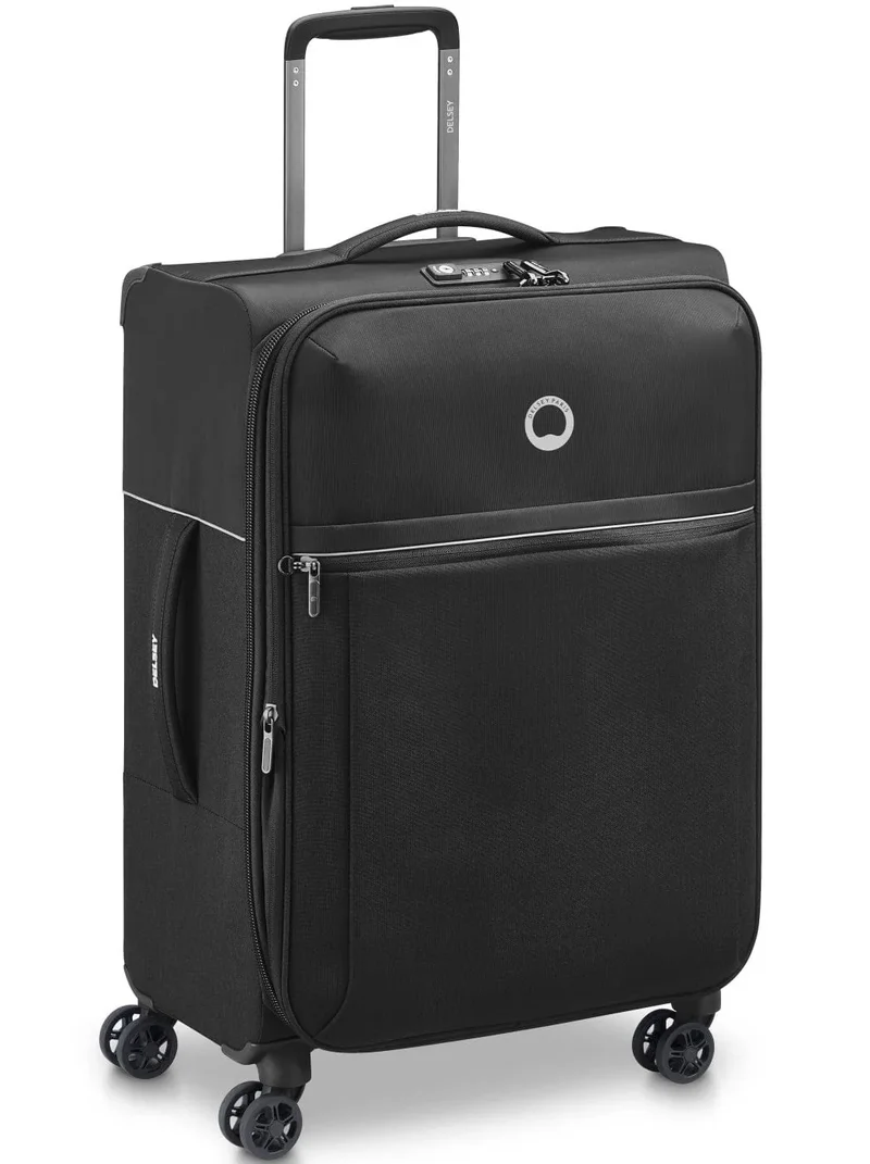 ديلسي _باريس حقيبة ترولي متوسطة قابلة للتوسيع بعجلات مزدوجة  سم سوداء من بروشانت .