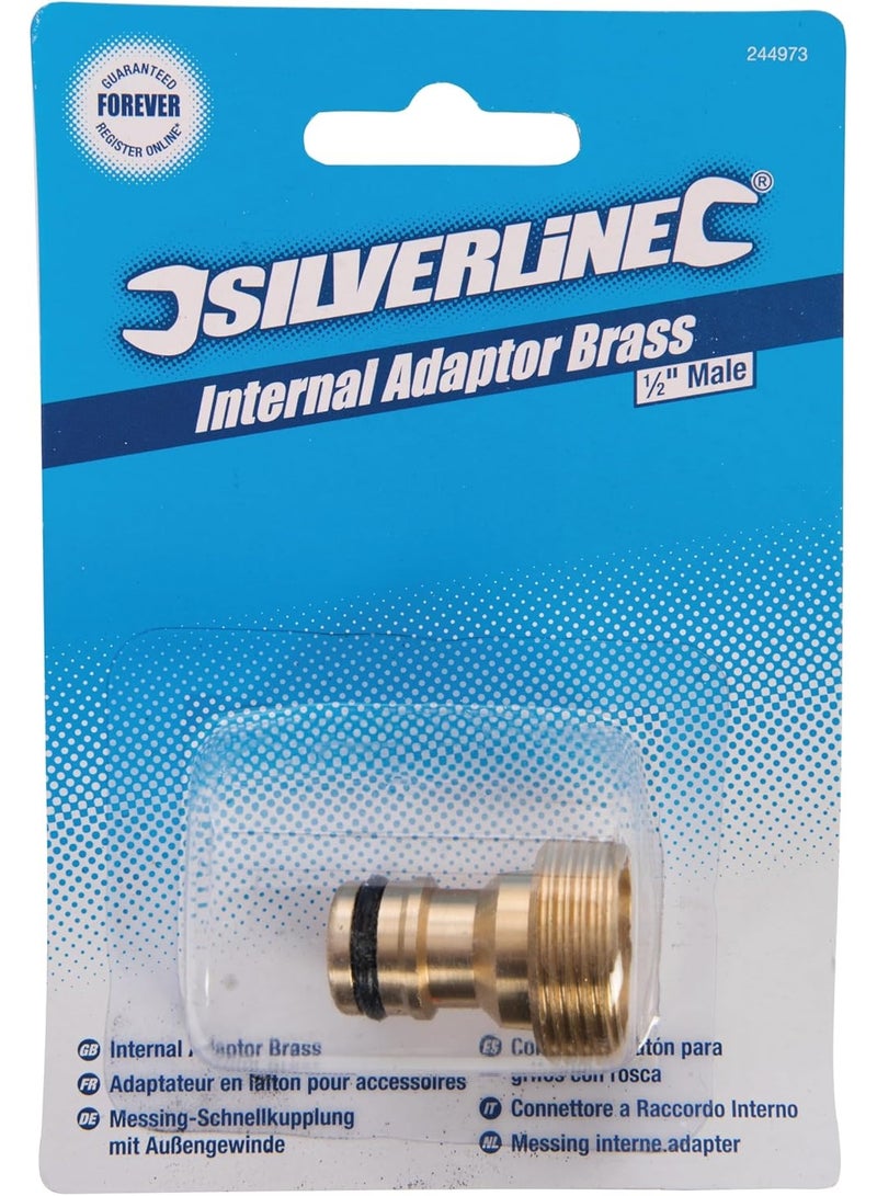 Silverline 244973 Internal Adaptor Brass 1/2" Male Durable Brass Quick Connect Garden Hose Adapter - Leak-Proof - Image 3