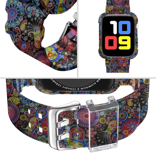 DABAOZA Compatible for Clear Apple Watch Band with Bumper Case 41mm 40mm 38mm, Women Men Glitter Bling TPU Sport Strap for iWatch SE Ultra 3 2 Series 11 10 9 8 7 6 5 4 3 2 1（Peacock,41/40/38） - Image 3