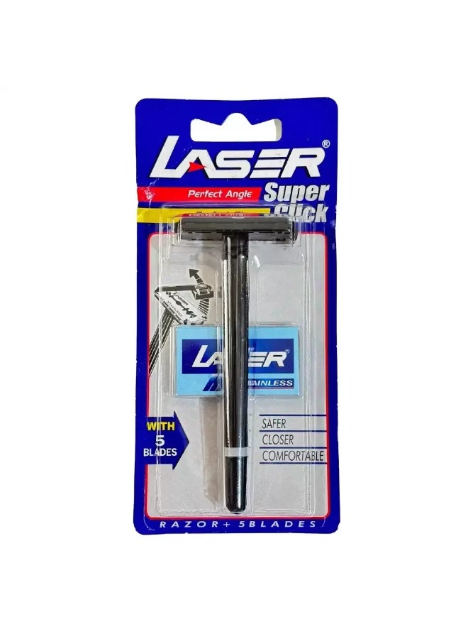 LASER Super Click Razor With 5 Razors For Perfect Angle And Perfect Shave- Black - Image 1