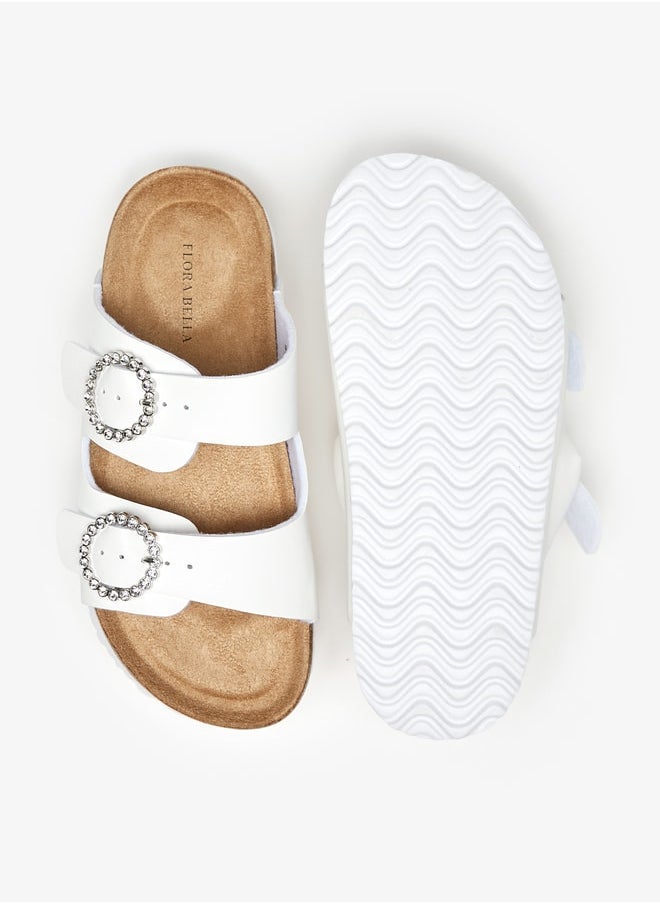 Flora Bella By Shoexpress - Girl's Embellished Slip-On Cork Sandals With Buckle Closure - Image 1