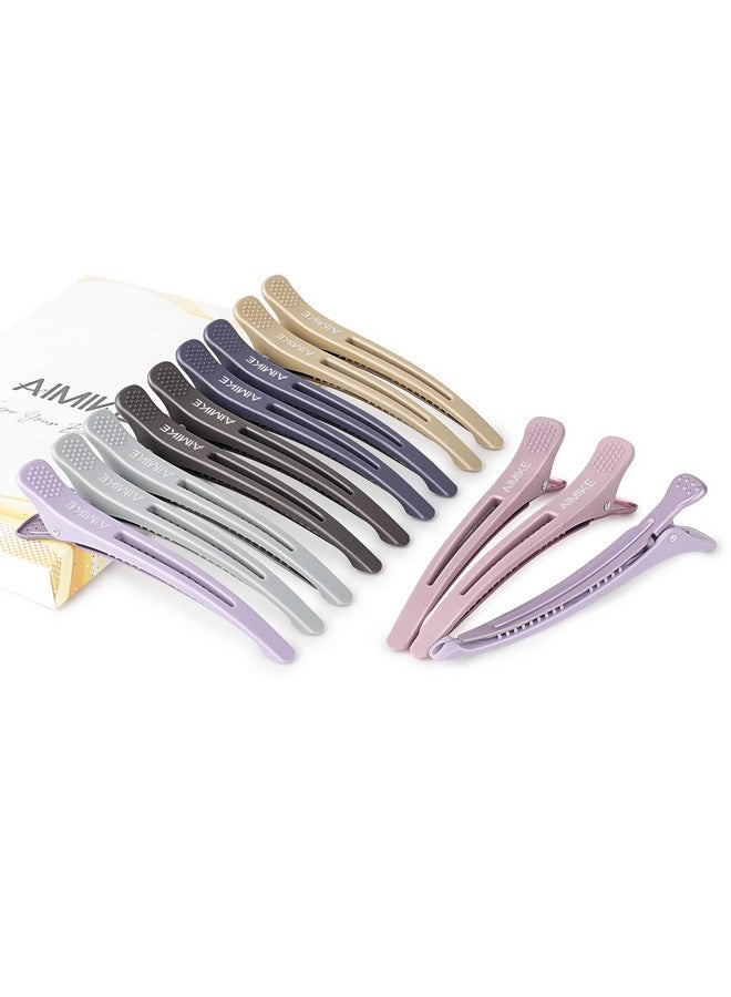 AIMIKE 12Pcs Professional Hair Clips For Styling Sectioning Antislip Notrace Duck Billed With Silicone Band Salon & Home Cutting Hairdresser Women Men 4.3'' Long 1.0 Count - Image 2