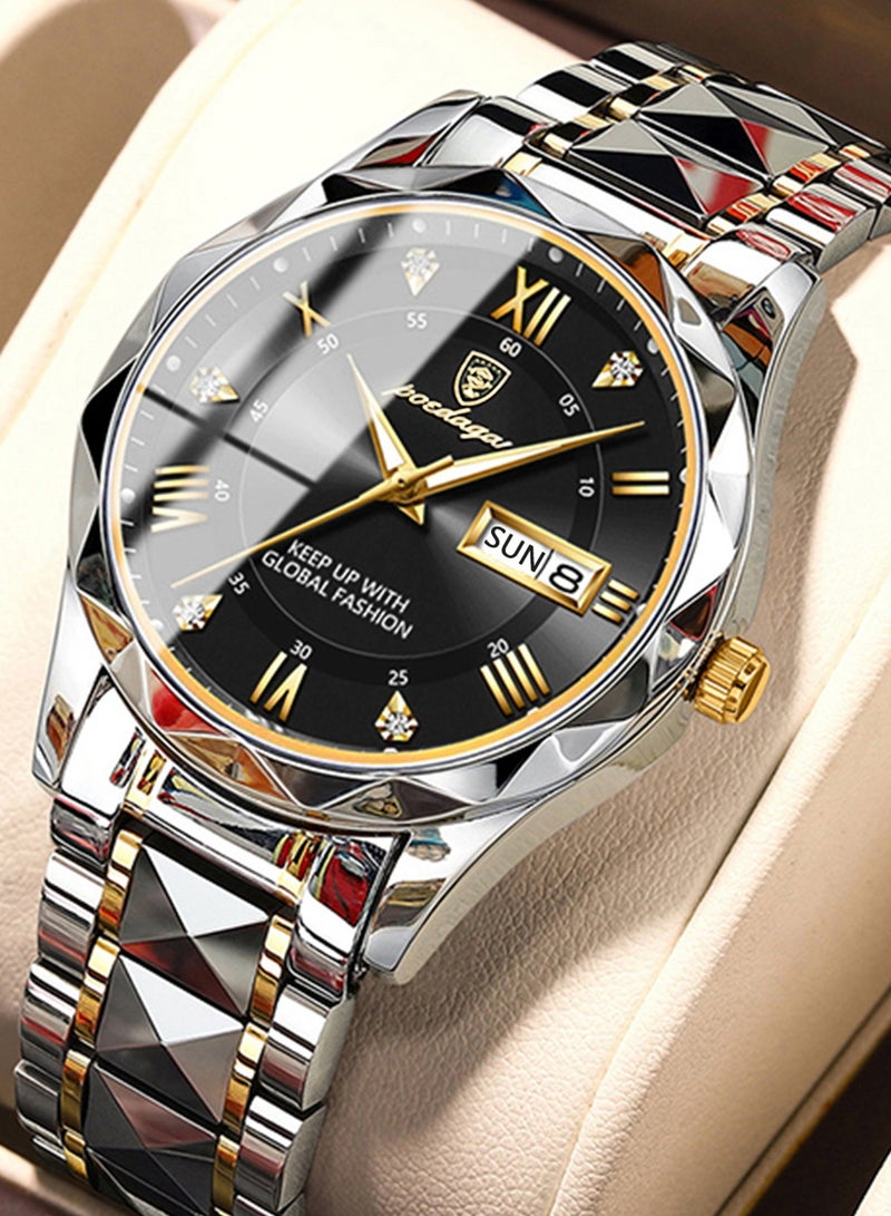 پوداجار ساعة رجالية مقاومة للماء ومضيئة، ساعة رجالية كوارتز، ساعات يد رجالية، ساعة رجالية أنيقة للأعمال - Image 1