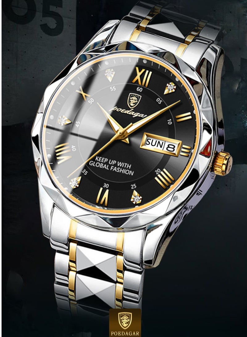 پوداجار ساعة رجالية مقاومة للماء ومضيئة، ساعة رجالية كوارتز، ساعات يد رجالية، ساعة رجالية أنيقة للأعمال - Image 2