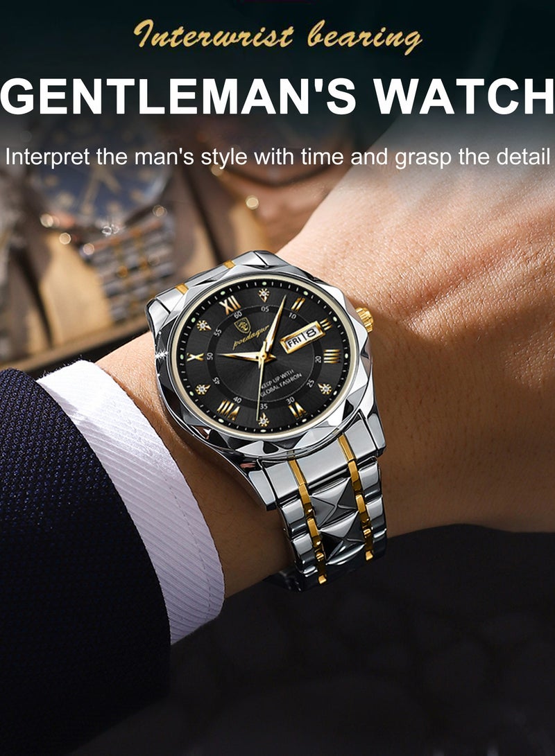 پوداجار ساعة رجالية مقاومة للماء ومضيئة، ساعة رجالية كوارتز، ساعات يد رجالية، ساعة رجالية أنيقة للأعمال - Image 3