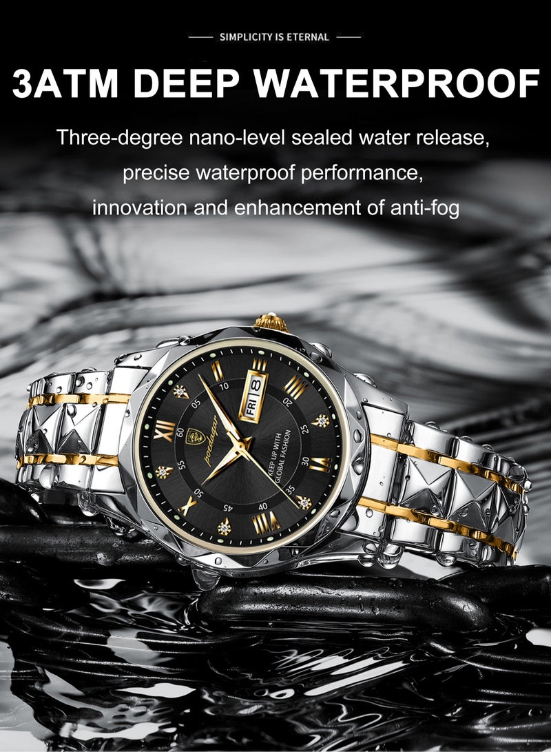 پوداجار ساعة رجالية مقاومة للماء ومضيئة، ساعة رجالية كوارتز، ساعات يد رجالية، ساعة رجالية أنيقة للأعمال - Image 5