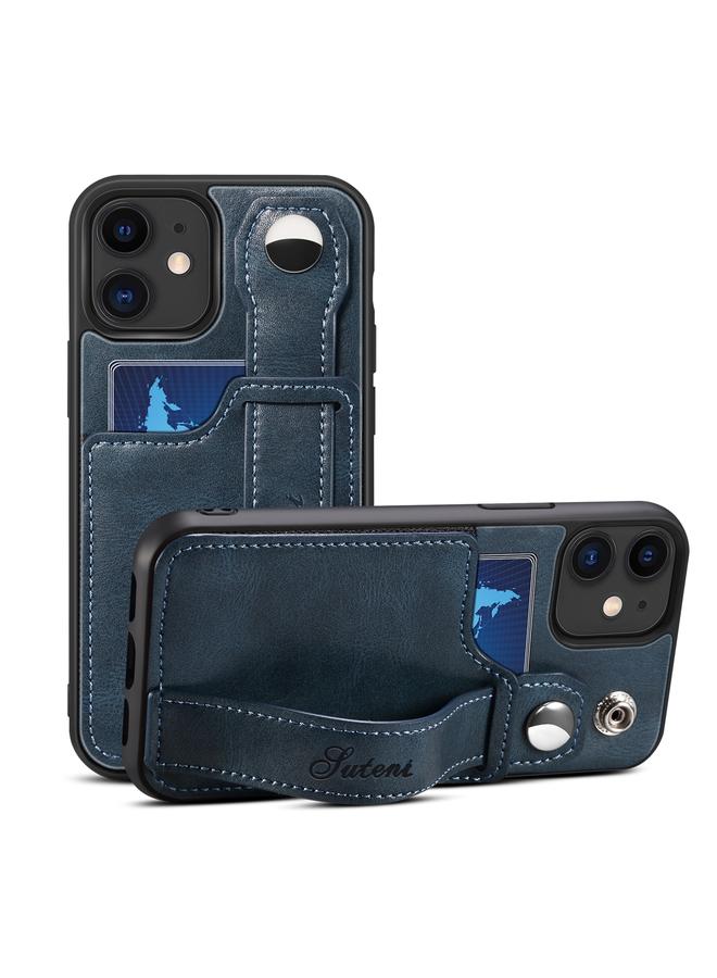 Suteni Case For iPhone 12 215 Wrist Strap PU Phone Case - Image 1