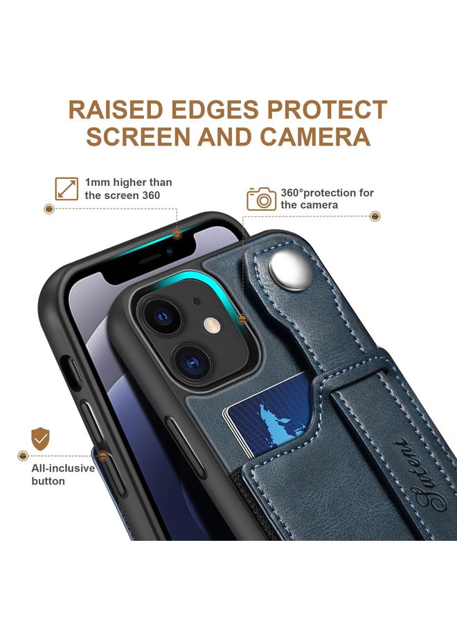 Suteni Case For iPhone 12 215 Wrist Strap PU Phone Case - Image 3