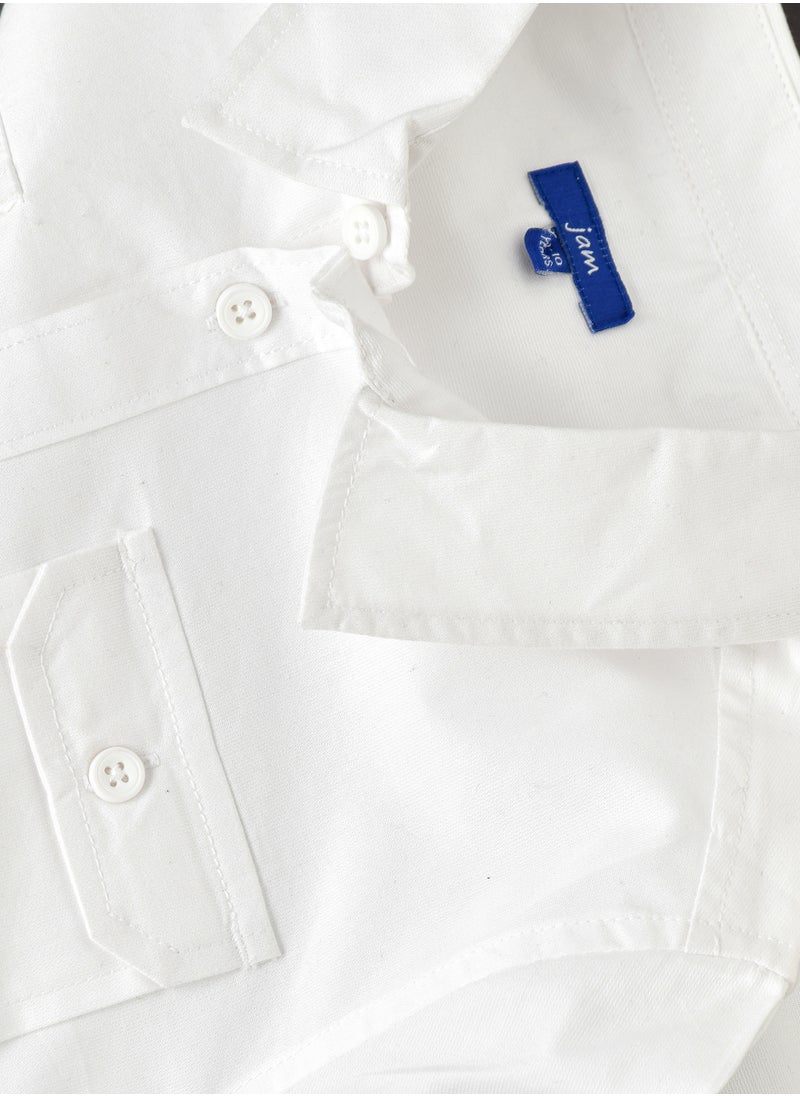JAM Boys White Casual Shirt with Roll-Up Sleeves  - Image 3