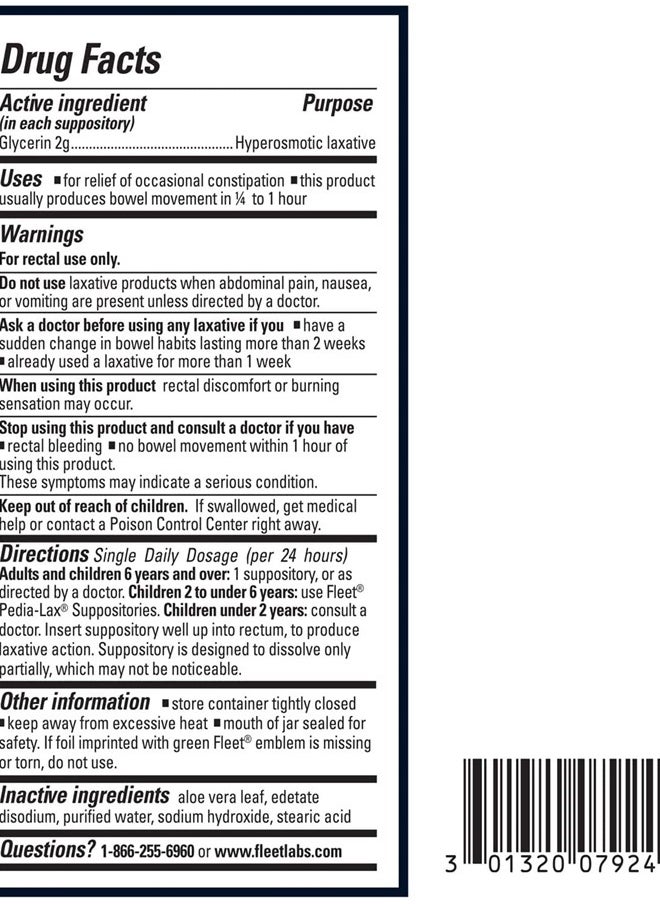 Fleet Laxative Glycerin Suppositories for Adult Constipation, 12 Count - Pack Of 1  - Image 2