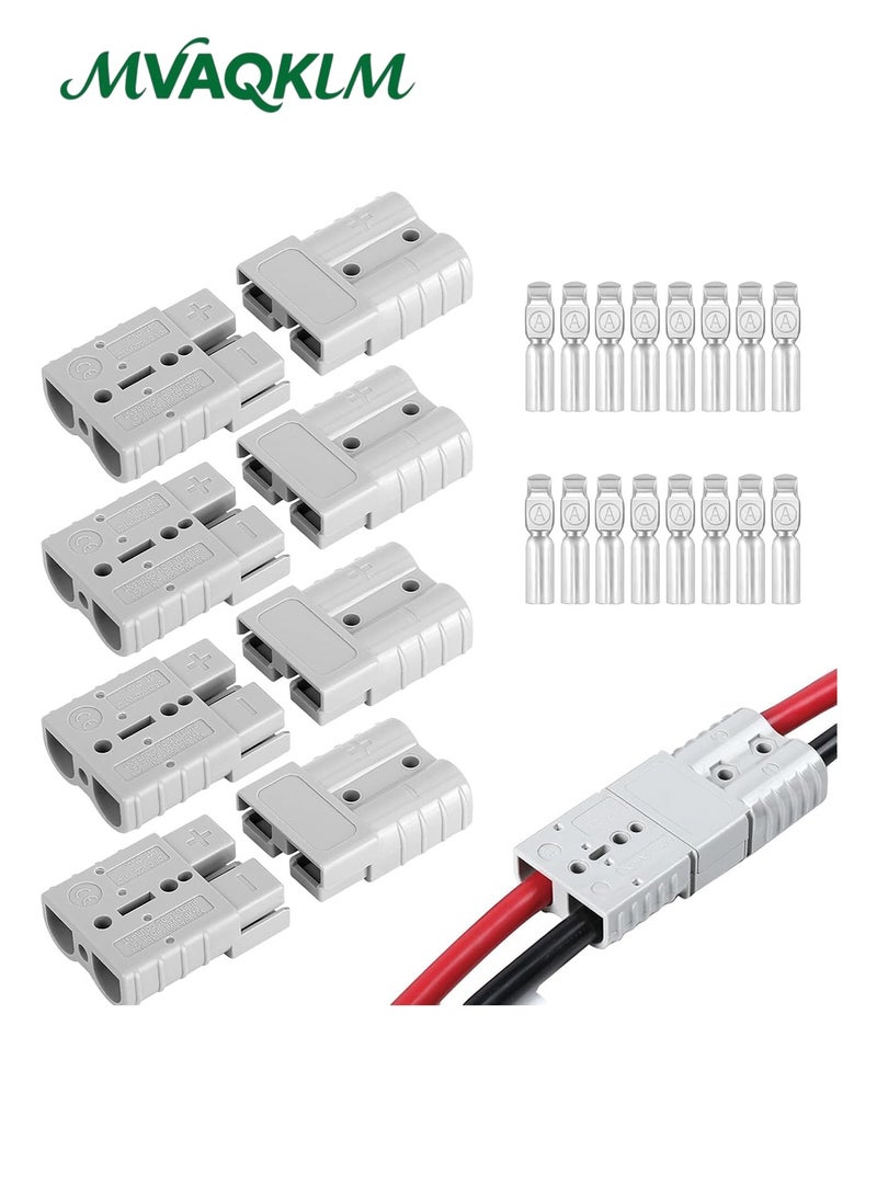 MVAQKLM  8 Pcs for Anderson Connector Kit 50 Amp 600V, Battery Quick Disconnect Plug with Copper Silver Plated Terminals, Heavy-Duty Power Connector for RV Motorhome Caravan, 12V Battery - Image 1