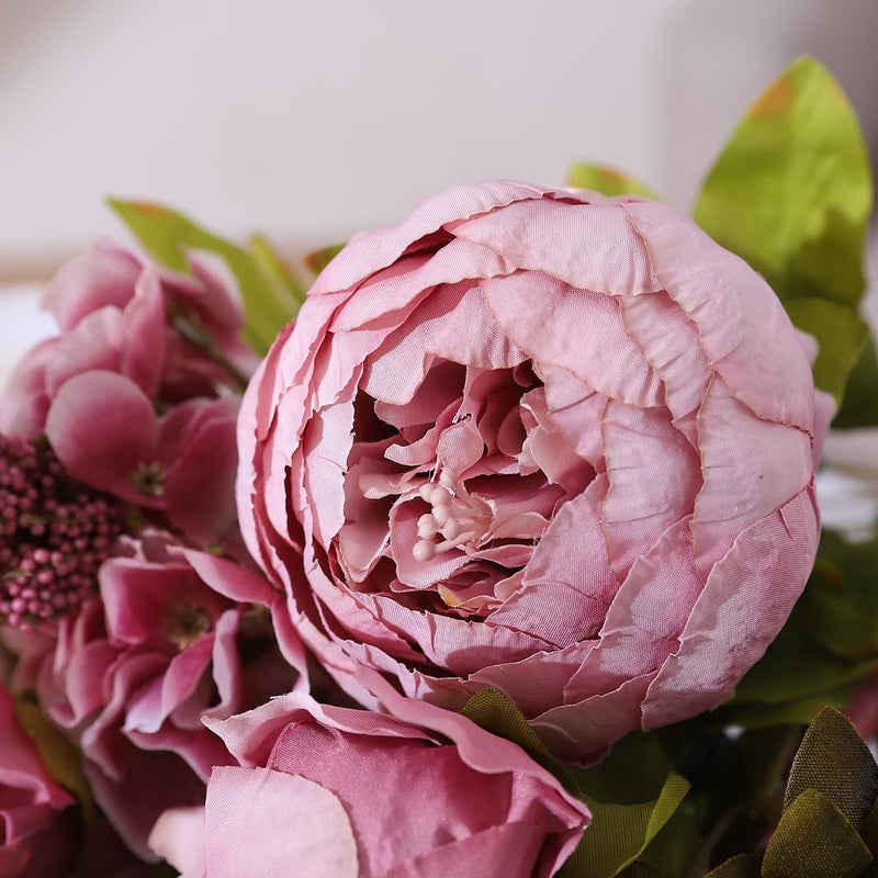 Duovlo Fake Flowers Vintage Artificial Peony Silk Flowers Wedding Home Decoration,Pack of 1 (Sweetened Bean) - Image 5