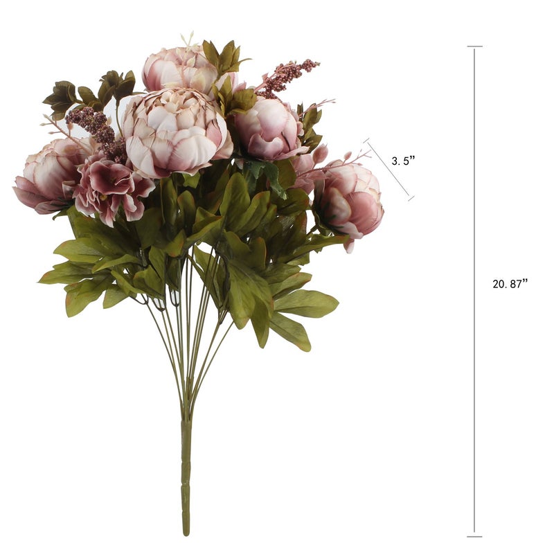 Duovlo Fake Flowers Vintage Artificial Peony Silk Flowers Wedding Home Decoration,Pack of 1 (Sweetened Bean) - Image 2