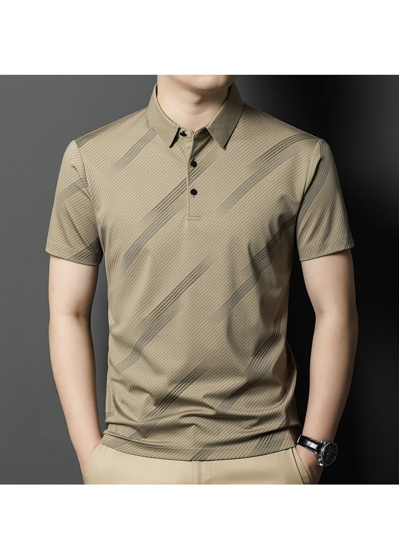 New Fashionable Casual Polo Shirt Made Of Mulberry Silk And Ice Silk Thin Design With A Lapel And Short Sleeved T-Shirt  - Image 1