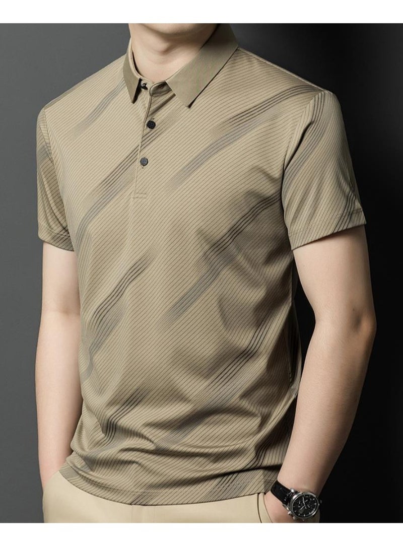 New Fashionable Casual Polo Shirt Made Of Mulberry Silk And Ice Silk Thin Design With A Lapel And Short Sleeved T-Shirt  - Image 2