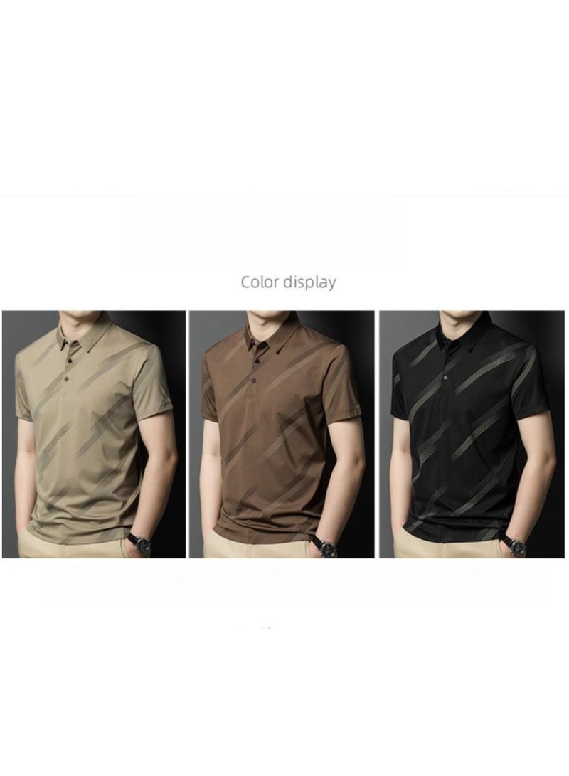 New Fashionable Casual Polo Shirt Made Of Mulberry Silk And Ice Silk Thin Design With A Lapel And Short Sleeved T-Shirt  - Image 3